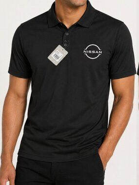 Nissan Men's Polo Shirt Size Small Black Performance Short Sleeve NWT Trimark